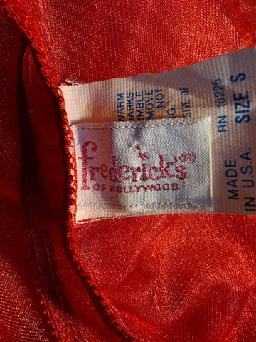 VINTAGE FREDERICK'S OF HOLLYWOOD LIPSTICK RED SHEER NIGHTGOWN