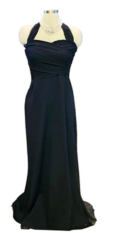ST. JOHN EVENING BY MARIE GRAY BLACK HALTER GOWN CHIFFON SHEER SIDE SANTANA KNIT