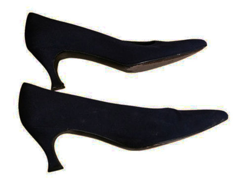 STUART WEITZMAN BLACK FAILLE HIGH HEEL PUMPS 2.5" HOURGLASS HEEL VINTAGE LUXURY