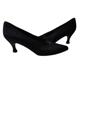 STUART WEITZMAN BLACK FAILLE HIGH HEEL PUMPS 2.5" HOURGLASS HEEL VINTAGE LUXURY