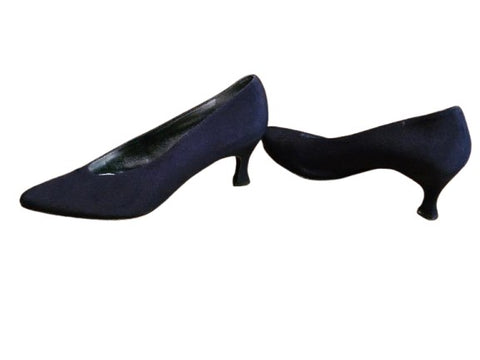STUART WEITZMAN BLACK FAILLE HIGH HEEL PUMPS 2.5" HOURGLASS HEEL VINTAGE LUXURY