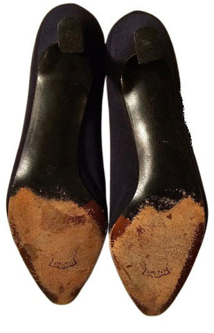STUART WEITZMAN BLACK FAILLE HIGH HEEL PUMPS 2.5" HOURGLASS HEEL VINTAGE LUXURY