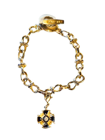 VINTAGE ST JOHN GOLD AND BLACK CHARM BRACELET