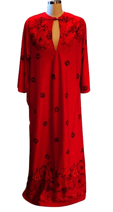 VINTAGE 1960S 1970S T V LOUNGERS ASIAN FLORAL POPPY LOUNGING DRESS SUM –  Vintage Clothing & Fashions