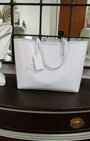 NEW FROM NORDSTROM WITH TAGS WHITE LOGO TED BAKER CANVAS SHOPPER TOTE W SMALL PURSE