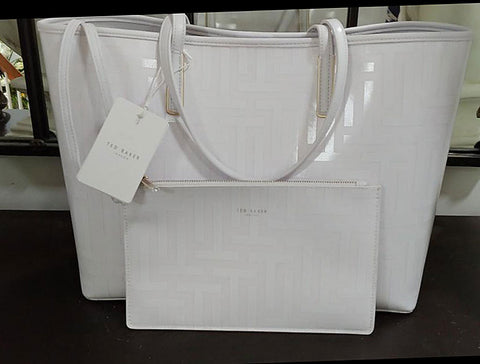 NEW FROM NORDSTROM WITH TAGS WHITE LOGO TED BAKER CANVAS SHOPPER TOTE W SMALL PURSE