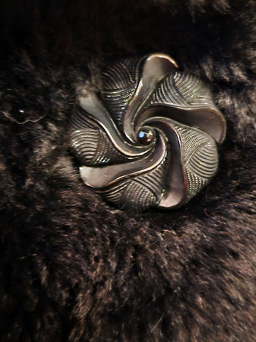 VINTAGE 60S 70S ULTRA FUR BLACK FAUX FUR COAT - HOODED GLAMOUR COAT MADE IN USA LARGE