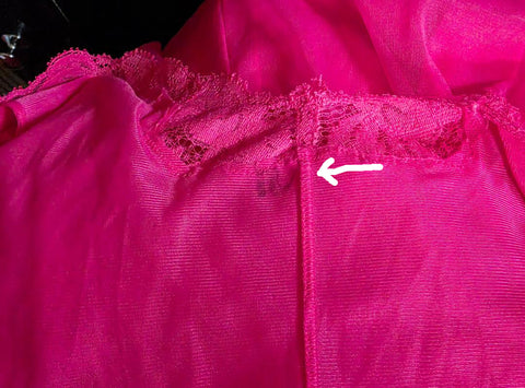 VINTAGE VANITY FAIR DOUBLE NYLON LACE APPLIQUE BEADED NIGHTGOWN IN RIPE RASPBERRY - EXTRA SMALL