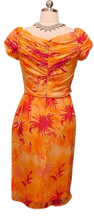 VICTOR COSTA SILK COCKTAIL DRESS NWT TROPICAL SUNSET DRAPED SHIRRED DE – Vintage Clothing & Fashions VICTOR COSTA SILK COCKTAIL DRESS NWT TROPICAL SUNSET DRAPED SHIRRED DE – Vintage Clothing & Fashions
