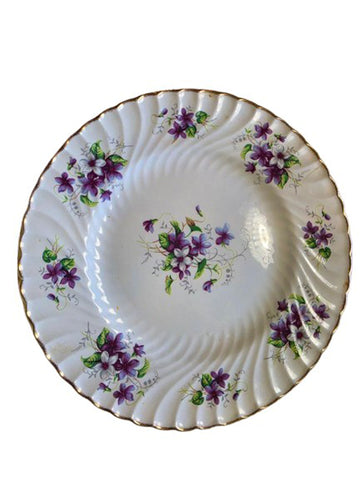 VINTAGE VIOLET PEDESTAL CAKE PLATE – 50s/60s ROYAL CROWN STAFFORDSHIRE – ENGLAND