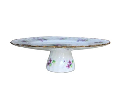 VINTAGE VIOLET PEDESTAL CAKE PLATE – 50s/60s ROYAL CROWN STAFFORDSHIRE – ENGLAND