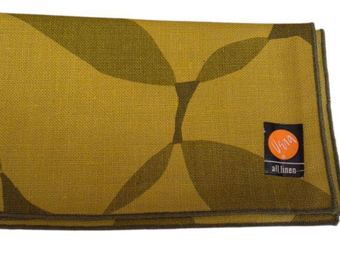 VINTAGE VERA NEUMANN LINEN NAPKINS - SET OF 4 - AVOCADO GREEN - MID CENTURY STYLE