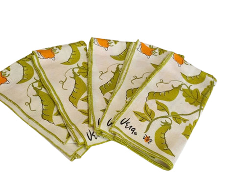 VERA NEUMANN VEGETABLE PRINT NAPKINS - LADYBUG SIGNATURE EARLY DESIGN - SET OF 5