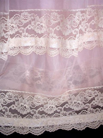 * NEW WITH TAG - EXQUISITE VINTAGE MISS ELAINE DUCHESS PINK LACE & RIBBON DOUBLE NYLON PEIGNOIR & NIGHTGOWN SET