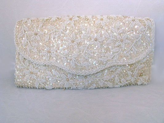 White Beaded Wedding Bag
