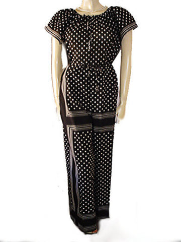 *FROM MY OWN PERSONAL VINTAGE COLLECTION - VINTAGE SAINT TROPEZ WEST DOTS STRIPES PALAZZO PANTS & TOP SET