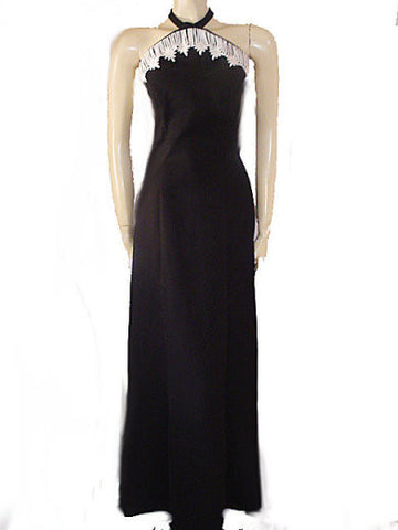 *HOUSE OF BIANCHI DAISY BLACK CREPE EVENING GOWN WITH A BEAUTIFUL BACK - NEW WITH TAG