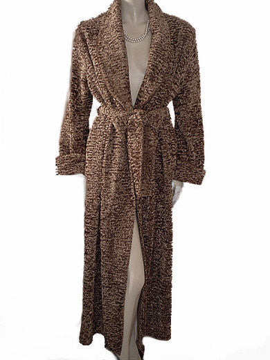 NEW RARE LUXURY DIAMOND TEA CHENILLE WRAP STYLE ROBE IN OATMEAL