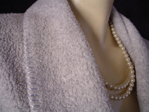 *DIAMOND TEA FROM SAKS FIFTH AVENUE PRE-OWNED WRAP-STYLE COTTON ROBE IN TAHITIAN PEARL - SIZE MEDIUM