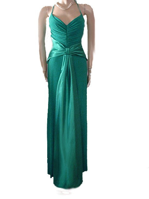 SCOTT McCLINTOCK & JESSICA McCLINTOCK HUGE SATIN INSET HALTER EVENING Vintage Clothing & Fashions | Midnight Glamour SCOTT McCLINTOCK & JESSICA McCLINTOCK HUGE SATIN INSET HALTER EVENING Vintage Clothing & Fashions | Midnight Glamour