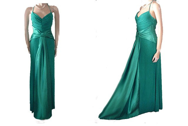 SCOTT McCLINTOCK & JESSICA McCLINTOCK HUGE SATIN INSET HALTER EVENING Vintage Clothing & Fashions | Midnight Glamour SCOTT McCLINTOCK & JESSICA McCLINTOCK HUGE SATIN INSET HALTER EVENING Vintage Clothing & Fashions | Midnight Glamour