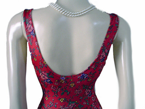 *RARE VINTAGE FLORAL OLGA SPANDEX LACE NIGHTGOWN IN RED DELICIOUS