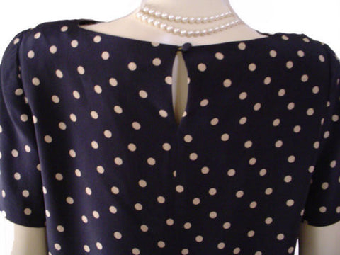 *  VINTAGE NIPON BOUTIQUE DOTTED BLACK SILK DRESS WITH MATCHING SCARF