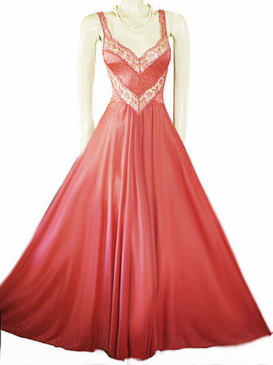 Olga Bodysilk Vintage Nightgown 70s Long Lace Pink Sleep Dress Gown Full  Sweep Size Medium -  Canada