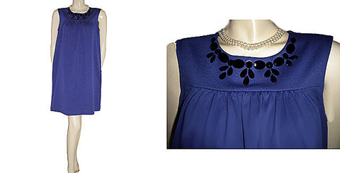 *BEAUTIFUL ELLE RAYON & SPANDEX BLACK FACETED SPARKLING “JEWELS” SHIFT DRESS IN ROYAL BLUE