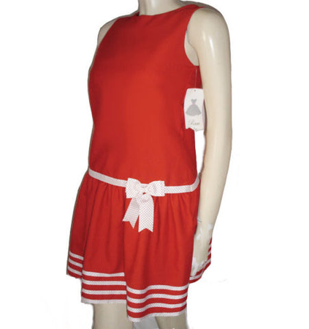 *NEW - RARE EDITIONS RED & WHITE DOT DRESS WITH CUTE BACK - NEW WITH TAG