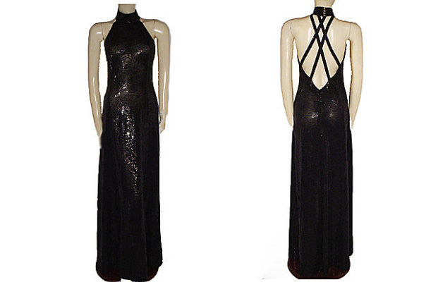 GORGEOUS ST. JOHN COUTURE BY MARIE GRAY BLACK PAILLETTES EVENING