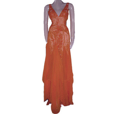 LA FEMME PARIS SPARKLING BEADED SILK EVENING GOWN WITH FABULOUS SHEER –  Vintage Clothing & Fashions