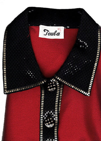 *GORGEOUS $1,000 TOULA SANTANA KNIT SPARKLING PAILLETES EVENING SUIT WITH RHINESTONE BUTTONS - PERFECT FOR VALENTINE'S DAY, CHRISTMAS HOLIDAYS & NEW YEAR’S EVE