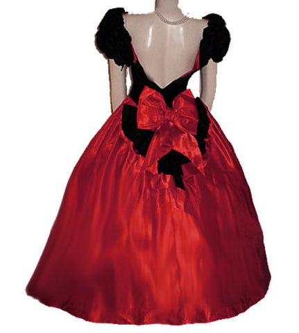 *VINTAGE '60s / '70s NEW OLD STOCK TIME & ETERNITY BLACK VELVET & RED SATIN BALL GOWN WITH ATTACHED CRINOLINE - PERFECT FOR HOLIDAY PARTIES