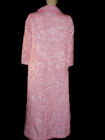 *BEAUTIFUL VINTAGE '60s / '70s NEUSTETERS QUILTED ROBE MADE HONG KONG IN PINK TRUFFLE