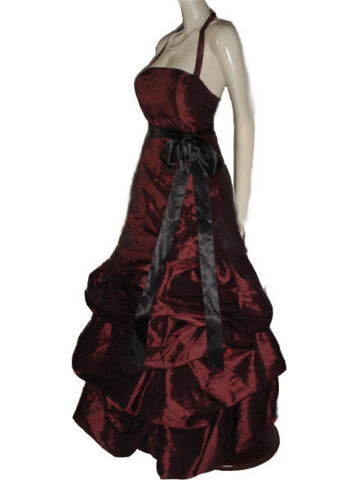 *BEAUTIFUL BILL LEVKOFF RUCHED WEDDING CAKE LOOK EVENING GOWN BALL GOWN IN FRENCH BORDEAUX - PERFECT FOR THE HOLIDAYS