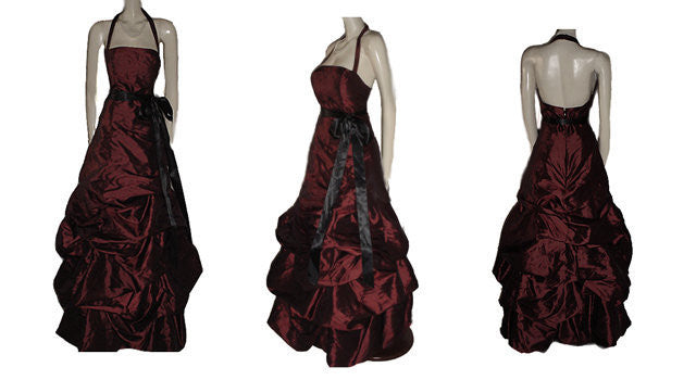 *BEAUTIFUL BILL LEVKOFF RUCHED WEDDING CAKE LOOK EVENING GOWN BALL GOWN IN FRENCH BORDEAUX - PERFECT FOR THE HOLIDAYS