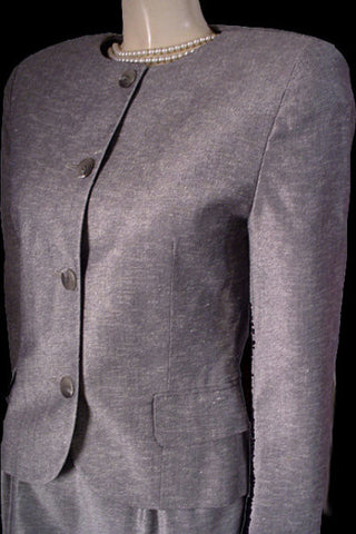 BEAUTIFUL VINTAGE CHRISTIAN DIOR I. MAGNIN CLASSIC SUIT  IN BLACK & WHITE