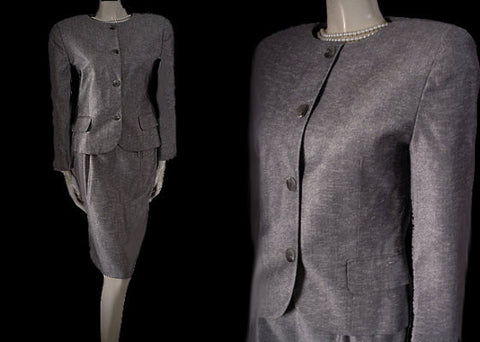 BEAUTIFUL VINTAGE CHRISTIAN DIOR I. MAGNIN CLASSIC SUIT  IN BLACK & WHITE
