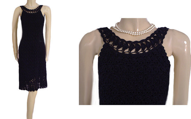 DIANE VON FURSTENBERG $568 RARE STYLE CROCHETED CLASSIC NAVY DRESS WIT –  Vintage Clothing & Fashions