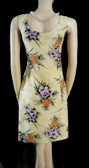 CUTE TOMMY BAHAMA ORCHID & PINEAPPLE SILK DRESS - PERFECT FOR SUMMER – Vintage Clothing & Fashions