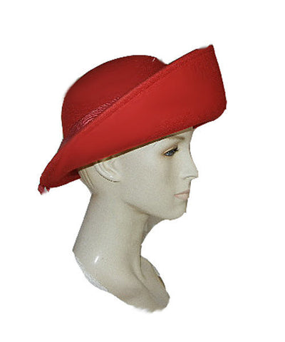 *VINTAGE '80s SONNI OF SAN FRANCISCO SCARLET RED BOAT HAT WITH LARGE DOUBLE GROSGRAIN BOW