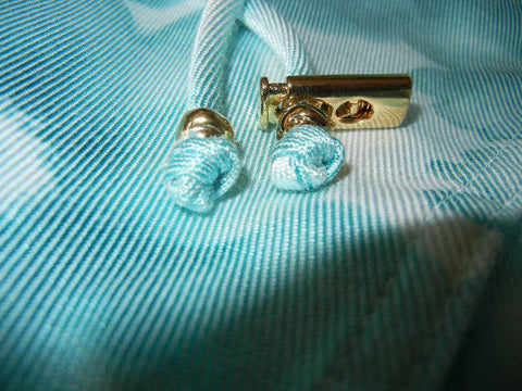 *NEW WITH TAGS - ST. JOHN MARIE GRAY AQUA & WHITE JACKET & SLACKS OUTFIT WITH CHAIN LOGO - NEW WITH TAGS - LARGE