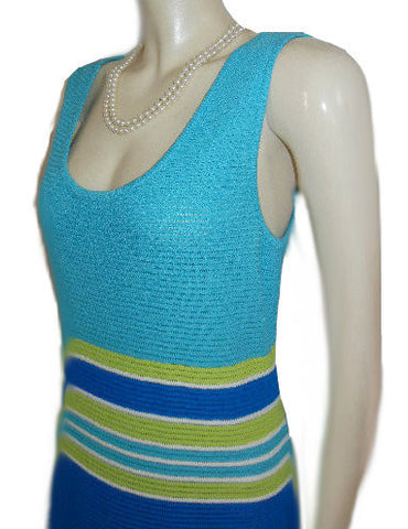 *GORGEOUS ST.JOHN BY MARIE GRAY FABULOUS KNIT DRESS IN ROYAL BLUE, LIME & AQUAMARINE