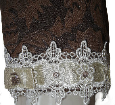 *NEW - FROM MY OWN PERSONAL COLLECTION -  BEAUTIFUL EDWARDIAN-LOOK LACE, SATIN BEADED BROCADE JACKET IN BITTERSWEET CHOCOLATE - LARGE