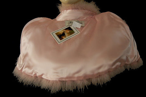 GORGEOUS MARABOU & SATIN STOLE OR BED JACKET  IN TICKLE ME PINK PLUS A BONUS OF A LACE-TRIMMED DUST COVER STORAGE BAG - WOULD MAKE A WONDERFUL GIFT
