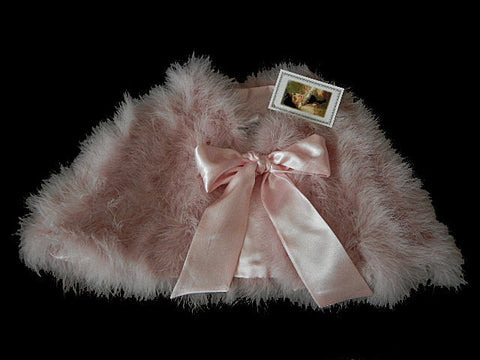 GORGEOUS MARABOU & SATIN STOLE OR BED JACKET  IN TICKLE ME PINK PLUS A BONUS OF A LACE-TRIMMED DUST COVER STORAGE BAG - WOULD MAKE A WONDERFUL GIFT