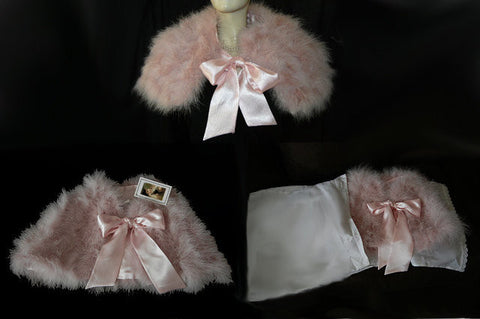 GORGEOUS MARABOU & SATIN STOLE OR BED JACKET  IN TICKLE ME PINK PLUS A BONUS OF A LACE-TRIMMED DUST COVER STORAGE BAG - WOULD MAKE A WONDERFUL GIFT