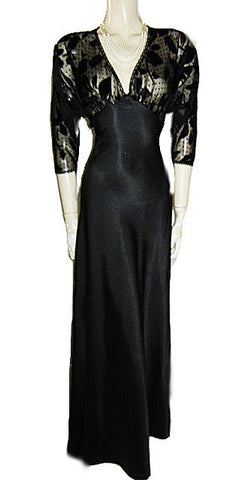 *VINTAGE BLANCHE NIGHTGOWN SPRINKLED WITH SPARKLING GLITTER & BURNOUT VELVET APPLIQUES WITH A FABULOUS SHEER BACK