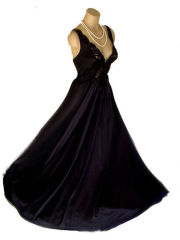Lavinia black silk gown  Bias-cut, retro nightgowns